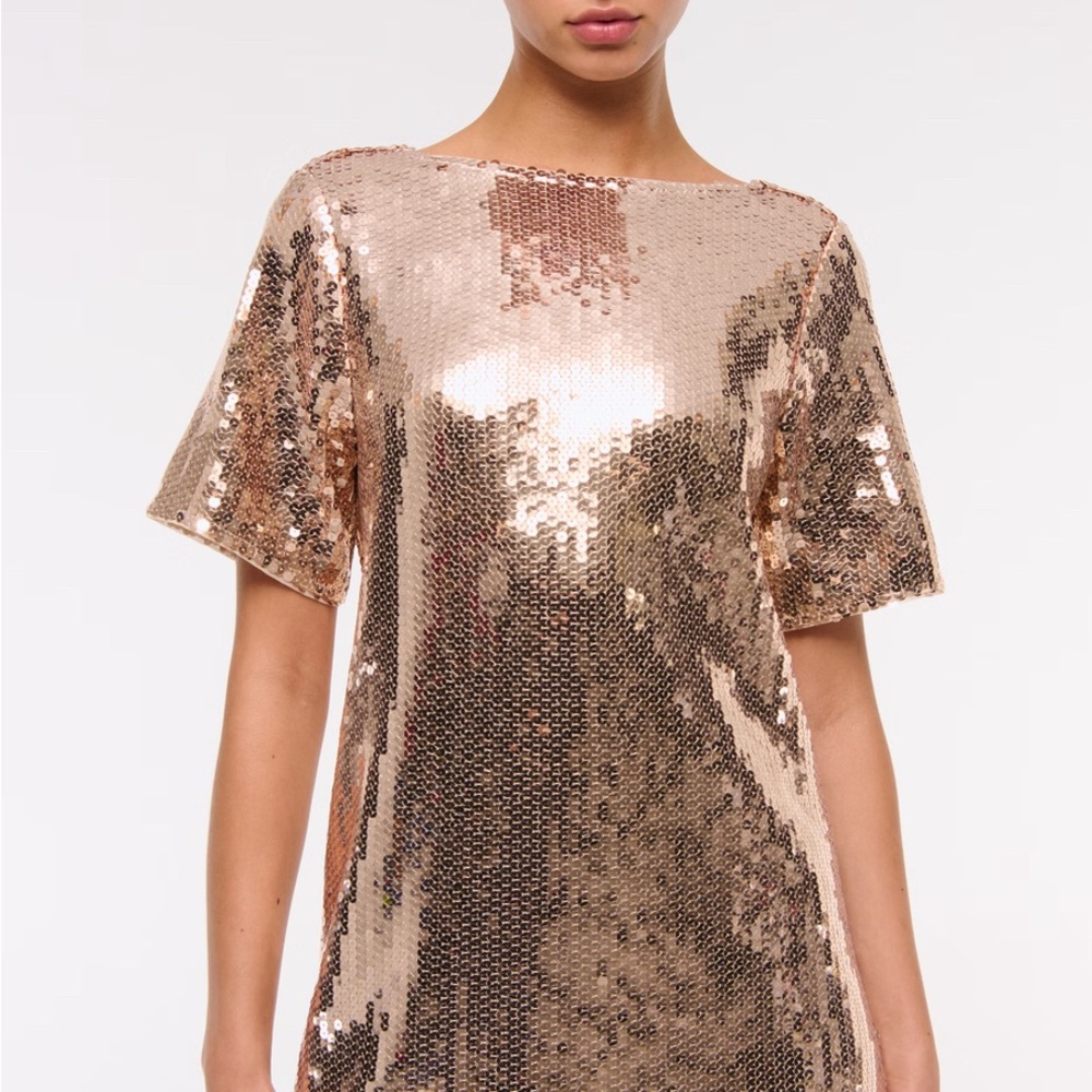 Abercrombie & Fitch Gold Sequin Mini Dress - size Large Tall